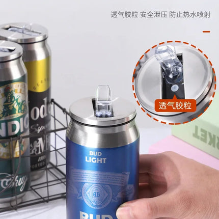 500ML Termos Beer Cup 304 Stainless Steel Car Thermos Cola Can Laser Printing Botella De Acero Inoxidable Ninos Garrafa Termica