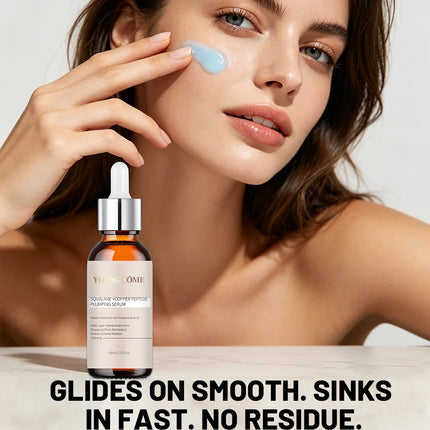 Squalane Copper Peptide Plumping Serum for Face - Hyaluronic Acid Firming Moisturizer - Rapid Hydration Serum for All Skin Types