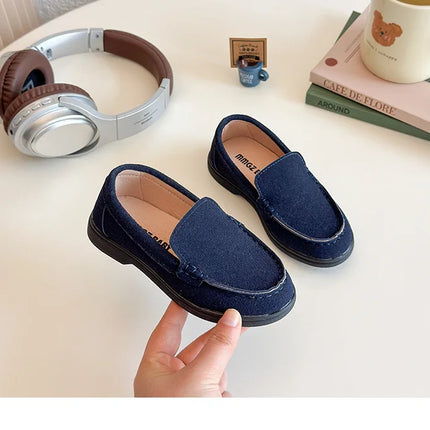 Spring Kids Loafers Suede Minimalist Trendy Unisex Boys Girls Leather Shoes Versatile Slip-resistant Solid Color Children Shoe