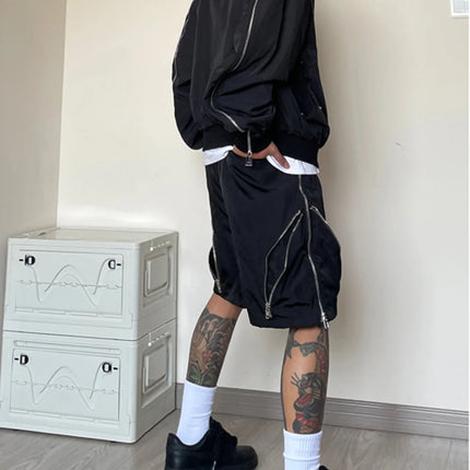 American style high street wind assault shorts men Multi-Zipper design Harajuku casual tooling outdoor five-point pants summer