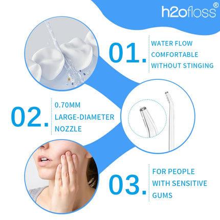 H2ofloss Water Flosser 300ml Oral Irrigator 140PSI with Gravity Ball Design 5 Modes 5 Tips USB Rechargeable for Teeth Cleaning