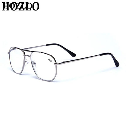 Unisex Stainless Steel Pilot Reading Glasses Women Men Anti Blue Light Presbyopic Eyeglasses Double Bridge Hyperopia Spectacles
