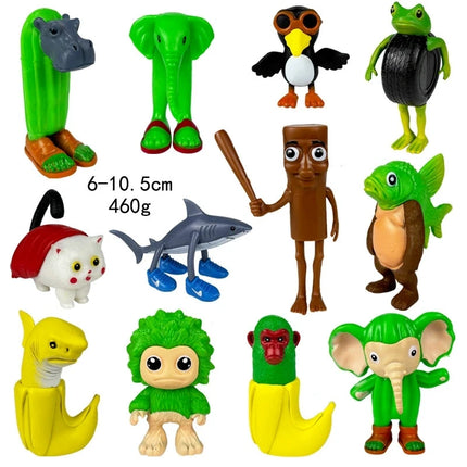 Tungtungtung Shanhaijing Wooden Stick Man Shark Model Funny Doll Action Figures Decorations PVC Toys Collectible Kid Boy Gifts