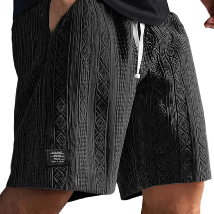 Men's Jacquard Casual Shorts Summer Harajuku Solid Sweatpants Fashion Men Short Pants Retro Men Clothes Roupas Streetwear New