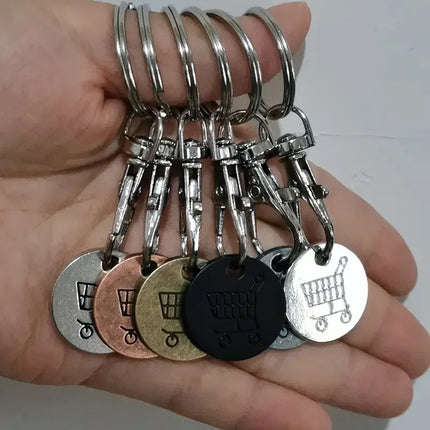 1/3PCS Trolley Tokens Keychains Universal Small Metal Stainless Steel Portable Shopping Cart Tokens Key Ring Ornament Decoration