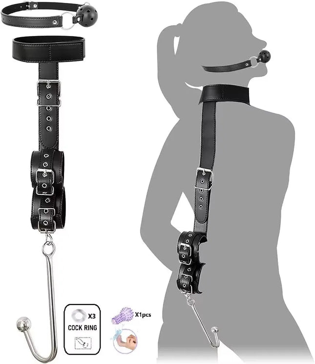 SM Adult Sex Toy Backhand Binding Apertural Plug Anal Hook Bondage Toys Bdsm Kit Slave Bondage Handcuff Couple Bundle Game 18+