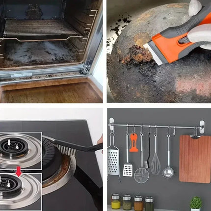 Glue Removal Blade with 10 Blades, Telescopic Adjustment Knife, Cleaning Scraper Tool for Removing Labels Stickers Paint