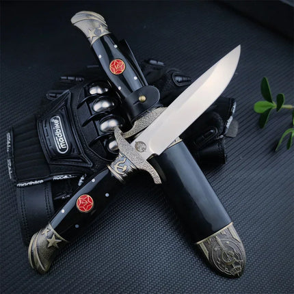 Russian Finka NKVD Fixed Blade Knife 7CR13Mov Steel Resin Handle Outdoor Hunting Survival Camping Knife
