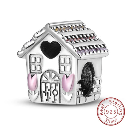 Original 925 Sterling Silver Charm Beads Love Heart Family Charms Pendant Fit Bracelet Charm Women DIY Jewelry Gift