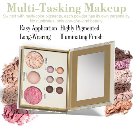 All-in-one Makeup Palette with Eye Shadow, Contouring, Blush, Highlighter, and Eyelid Brightening in One; Versatile Makeup