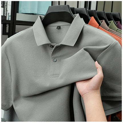 Men's 100% Cotton Polo Shirt - Summer Casual Breathable Tee, 19 Colors, Ideal for Golf and Sports, Business Casual, Silk-Like Finish