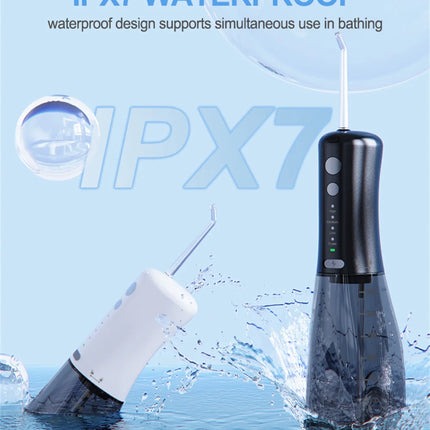 Portable Water Flosser Dental Oral Irrigator Teeth Cleaner 350ml 4 Modes Rechargeable IPX7 Waterproof for Travel Use