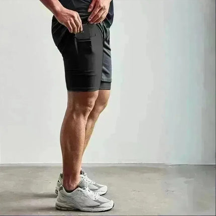 2026 Summer Goku Anime Running Shorts Men Fitness Gym Training 2 in 1 Sports Shorts Quick Dry Workout Jogging Double Deck Shorts