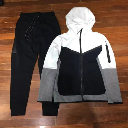 Men Knit Zip Hoodie Pants Set Sports - Windproof Cotton Casual / Ensemble Homme Hoodie Zip Pantalon - Coupe-Vent Coton