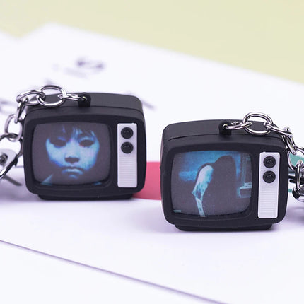 Mini TV Keychain Horror Atmosphere Mini TV Keychain Pendant Simulation TV Pendant Bag Pendant