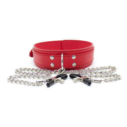 Sexy Leather Choker Collar With Nipple Clamp Breast Clip Chain SM Bondage Couple SM Sex Toys For Woman Erotic Tools Adult Games