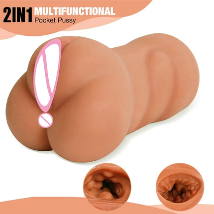 2 in 1 Pocket Pusssy for Men Silicone Vagina Anal 18 Realistic Masturbator Sex Toys for Sex Machine Jerkmate Adult Toys Sex Shop