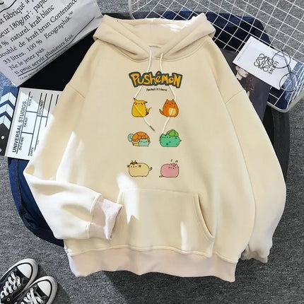 Women's cat hooded sweatshirt 2024 cartoon costume Korean Harajuku Kawai style oversized