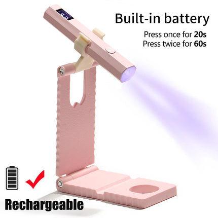 LED UV Nail Lamp with Stand Handheld UV Light with LCD Display for Gel Nails Rechargeable USB Nail Dryer for Fast Curing