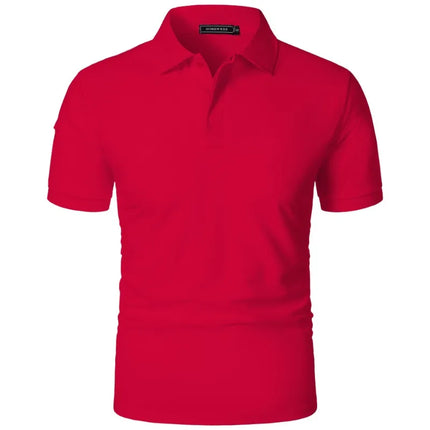 Summer Mens Short Sleeve Polo Shirt Sports Tennis T-Shirt Moisture-Wicking Shirts Breathable Button Streetwear Oversized T Shirt
