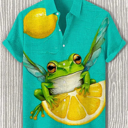 2026 New Men's Short-Sleeve Shirt, Stylish Print, Casual Breathable Lapel Cardigan, Vacation Style, Men's Top, Sizes XS-6XL