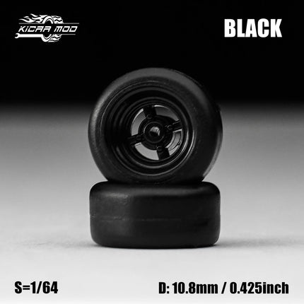 1/64 Model Car Black Wheels with Fixed Rubber Tires Comes with rivets for Diecast Model  Refiting Parts 4pcs 1set