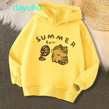 Anime Summer Fan Cat Hoodie Kids Children Sweatshirt Cartoons Clothes Kid Girl Boy Hoody Baby Casual Top Clothes