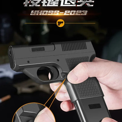 Capacity 10PCS Pistol Style Lighters with 3 Cigarette Case Jet Blue Flame Gas Lighter Windproof Cigar Lighter Gadgets for Men