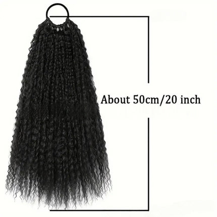 Brazilian Curls Synthetic Crochet Braiding Hair Curly Ponytail with Hair Tie 20 Inch Ombre Synthetic Crochet Braiding Fiber Hair