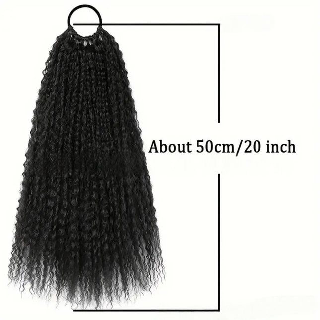 Brazilian Curls Synthetic Crochet Braiding Hair Curly Ponytail with Hair Tie 20 Inch Ombre Synthetic Crochet Braiding Fiber Hair