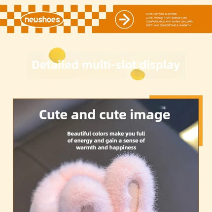 2024 New Cute Rabbit Children's Cartoon Winter Slippers Comfortable Warm House Shoes Boys Girls Indoor Home Fluffy Slippers