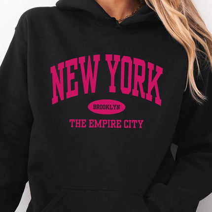 New York City Brooklyn Creative Letter Printed Female Hoodies Multicolor Loose Hoody Y2K Street Sportswear Fleece Hoodie Unisex