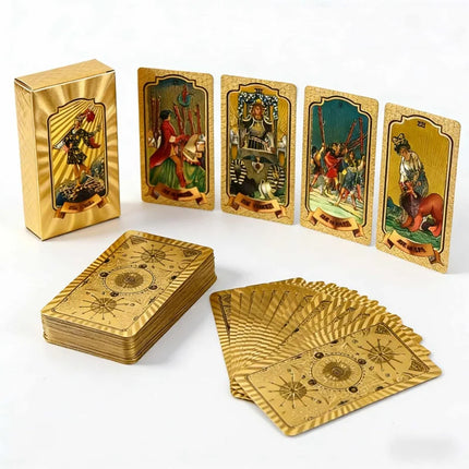 Gold Stamping Waterproof Plastic Colorful Printed Tarot Cards for Table Game Leisure Party Gathering Board Game Cards