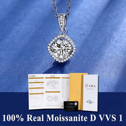 Classic 4 Prong Moissanite Pendant for Couple Men Women Wedding Jewelry Necklace D Color Lab Diamond Luxury Fine Jewelry
