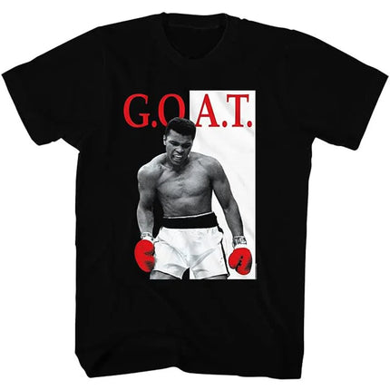 Muhammad Ali American Retro Punk Style Summer Loose Short Sleeve T-Shirt Linen Material Stripe Pattern round Neck Thin Fabric
