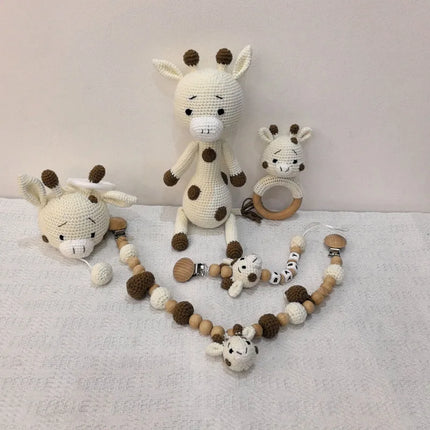 Newborn Mobile Gym Educational Ring Teething Toy Baby Cotton Baby Wooden Ring Rattle Crochet Wool Toy Customize Pacifier Chain