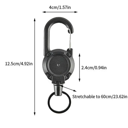 Retractable Heavy Duty Pull Reel Carabiner Key Chains Strong Steel Wire Rope Buckle Spring Key Ring Outdoor Sporty Keychain Tool