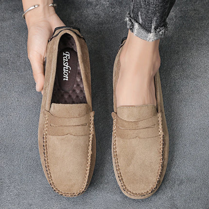 Fashion Suede Men Casual Shoes Breathable Leather Mens Loafers Slip on Male Driving Shoes Luxury Brand Comfortable Boat Shoes