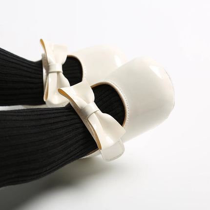 Newborn Baby Shoes Infant Girls Shoes PU Anti-slip Bowknot Classic Princess Dress Shoes Toddler First Walker Crib Shoe