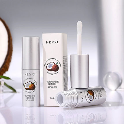 Vanilla coconut flavored moisturizing and caring lip gloss, suitable for all skin types, moisturizes and moisturizes the lips