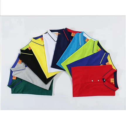 Ice Silk Short Sleeve T-Shirt Summer Work Uniform Logo Printed  Team Culture Polo Shirt  Fashion for Men and Women