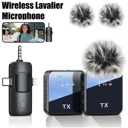 3in1 Wireless Lavalier Microphone for Camera,Android,iPhone,Microphone for Video Recording Recording Podcast Noise Reduction Mic