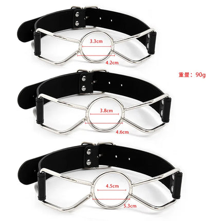 Leather Flirting Open Mouth Sexual Ring Gag BDSM Bondage Gear Roleplay Erotic Products Sex Toys for Women Couples Adults Games