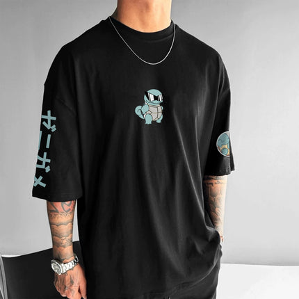 Summer 2026 Anime Pokemon Cotton T Shirt Muscle Bulbasaur Back Print With Weight Lifting Design Loose Fit Men Women Casual