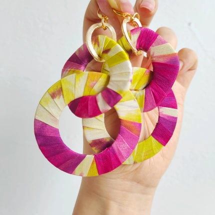Original Design Handmade Custom Silk Earrings Exaggerated Large Hoops Fashionable Minimalist Women's Large Loop Earrings
