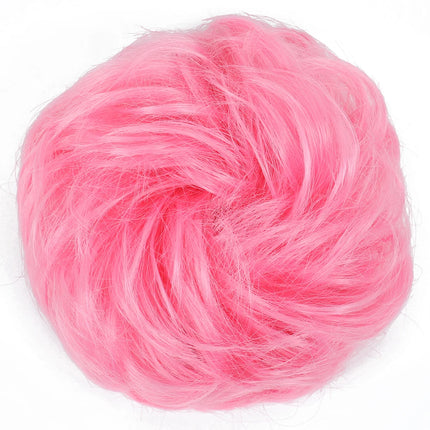 Azqueen Synthetic Messy Bun Chignon Donut Gary Brown Color Hair Bun Pad Elastic Hair Rope Rubber Band Hair Extensions