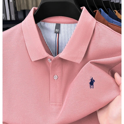 100% pure cotton luxury men's long-sleeve polo shirt designer brand Paul pony embroidery soft comfort spring autumn casual T-shirt