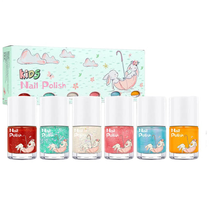 6Colors Nail Polishs Peel-off Gel Sticker Non Toxic Quick Dry Peel Off Gel Glitter Sequins Nude Water-based Nail Polishs