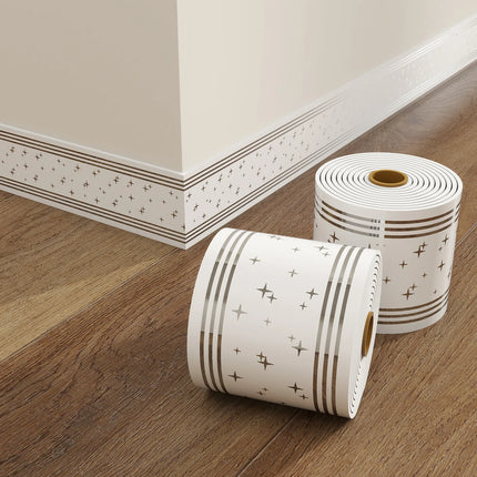 1Roll 10cmx5m Rolled Self-Stick Baseboard Trim-Anti-Collision Wall Waistband Sticker for Living Room Bedroom Home Decor ﻿