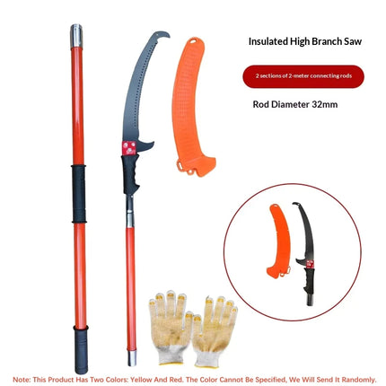 Pruning Saw Thickened 32mm Insulated Pole Garden Hand Tool Double Hook Saw Sharp Edge Tree Pruning Outdoor High-Altitude Work